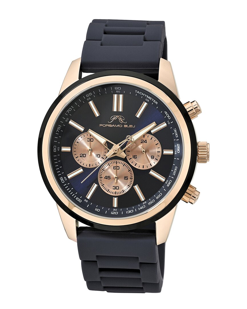 Porsamo Bleu Logan Chronograph Silicone Strap Watch In Blue