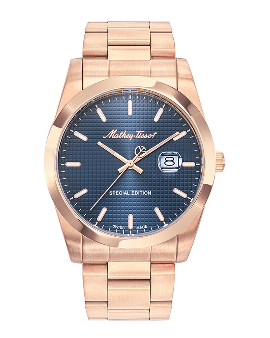 Mathey-tissot Men's Classic Blue Dial Watch In Gold