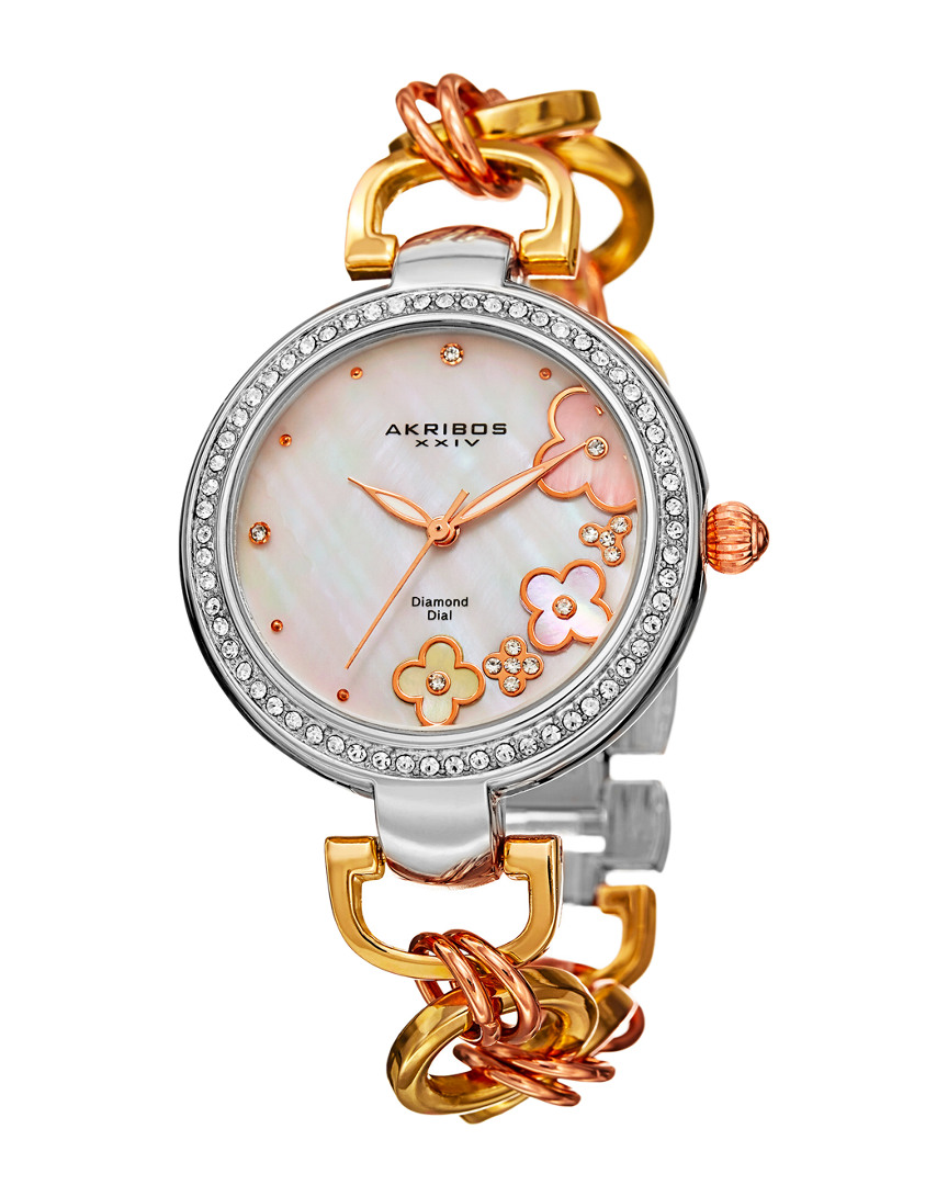 Akribos Xxiv Women's Alloy Diamond Watch In Multicolor