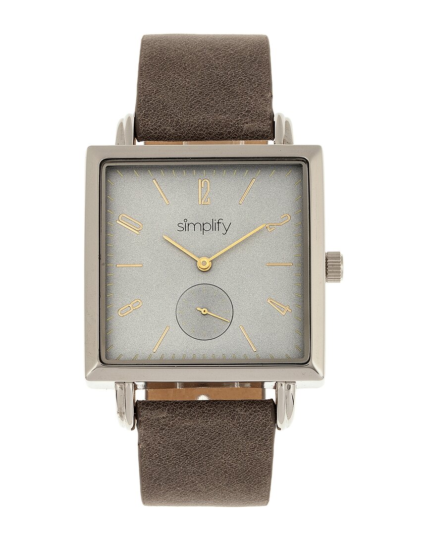 Simplify The 5000 Leather-band Watch In Grey