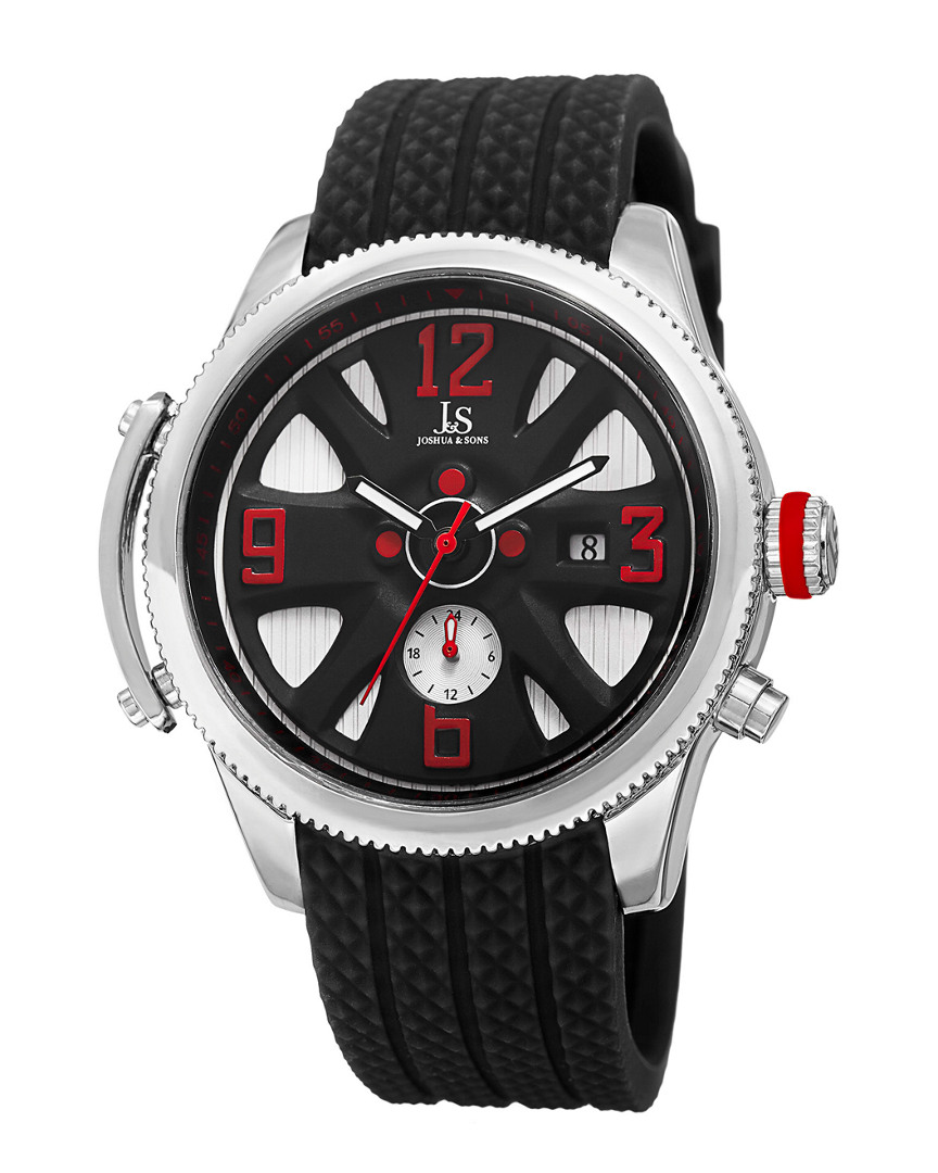 Joshua And Sons Joshua & Sons Men's Rubber Strap Watch In Black