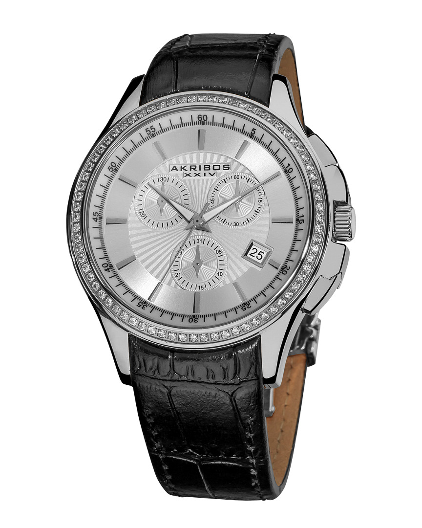 Akribos Xxiv Women's Genuine Leather Chronograph Watch