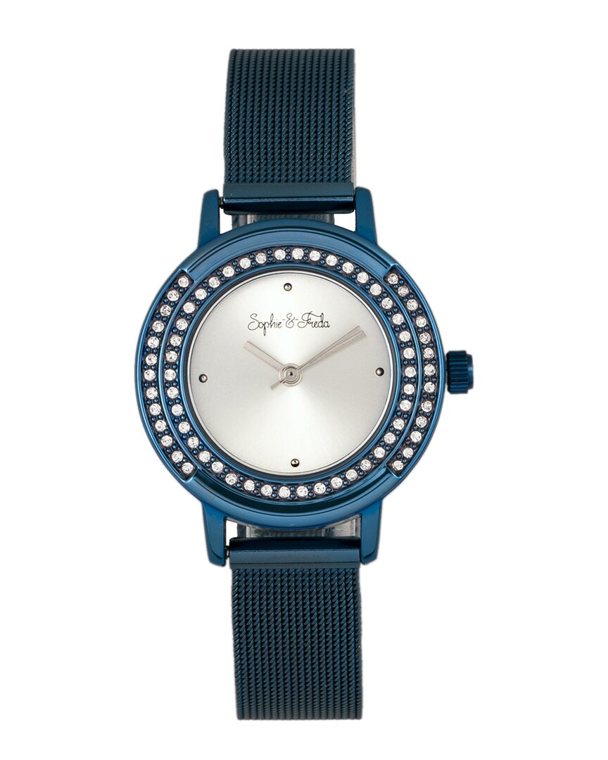 Sophie And Freda Cambridge Crystal Silver Dial Ladies Watch Sf4104 In Blue / Silver
