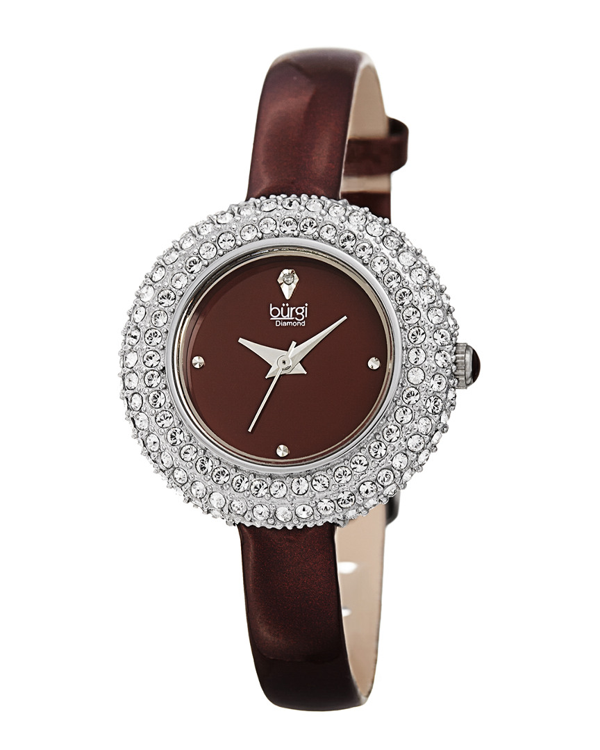 Burgi Women's Swaroski Encrusted & Diamond Marker Watch