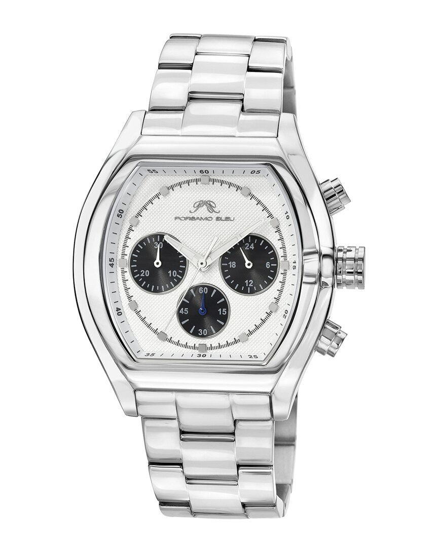 Porsamo Bleu Roman Chronograph Quartz White Dial Men's Watch 1291bros In Silver / White