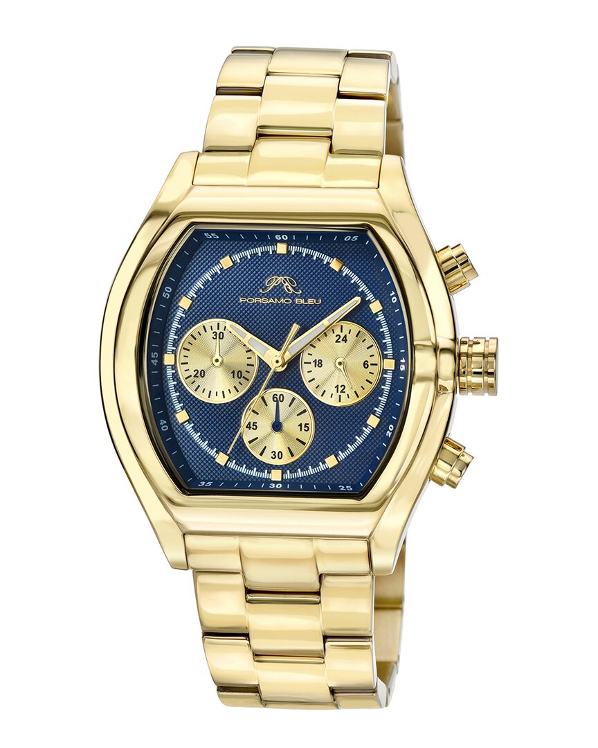 Porsamo Bleu Roman Chronograph Quartz Blue Dial Men's Watch 1291dros In Blue / Gold / Gold Tone / Yellow