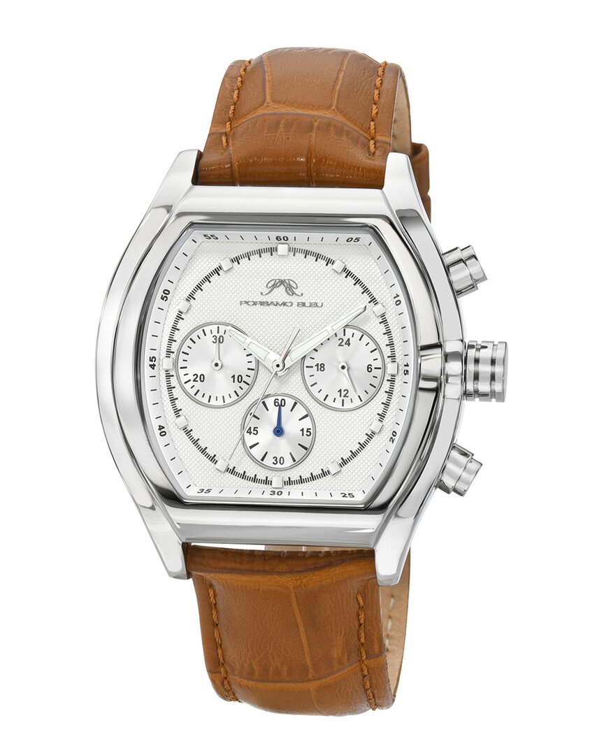 Porsamo Bleu Roman Chronograph Quartz White Dial Men's Watch 1292crol In Brown / Silver / White