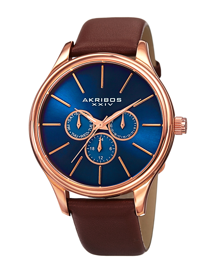 Akribos Xxiv Men's Genuine Leather Watch