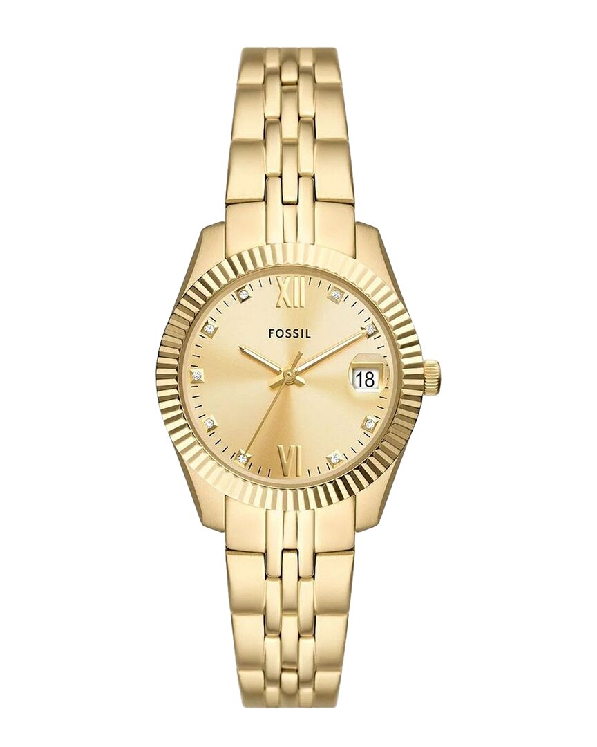 Fossil Women's Scarlette Three-hand Date Gold-tone Stainless Steel Watch 32mm In Gold