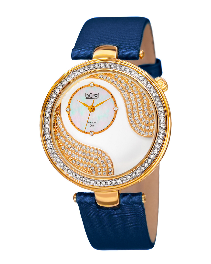 Burgi Women's Satin Silk Diamond Watch In Blue