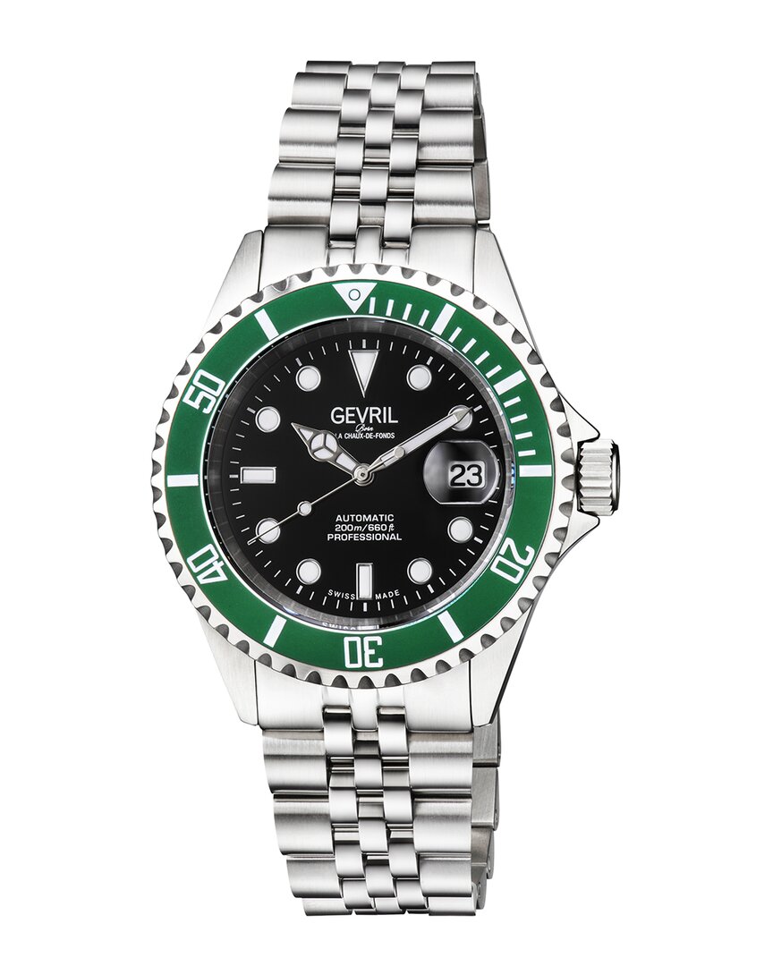 Gevril Wall Street Watch In Black / Green