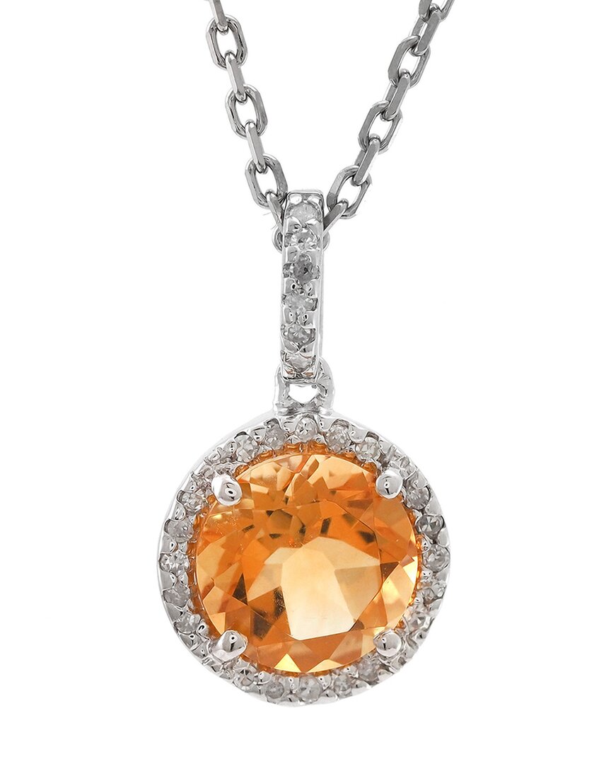 Gemstones Silver 1.27 Ct. Tw. Diamond & Citrine Necklace