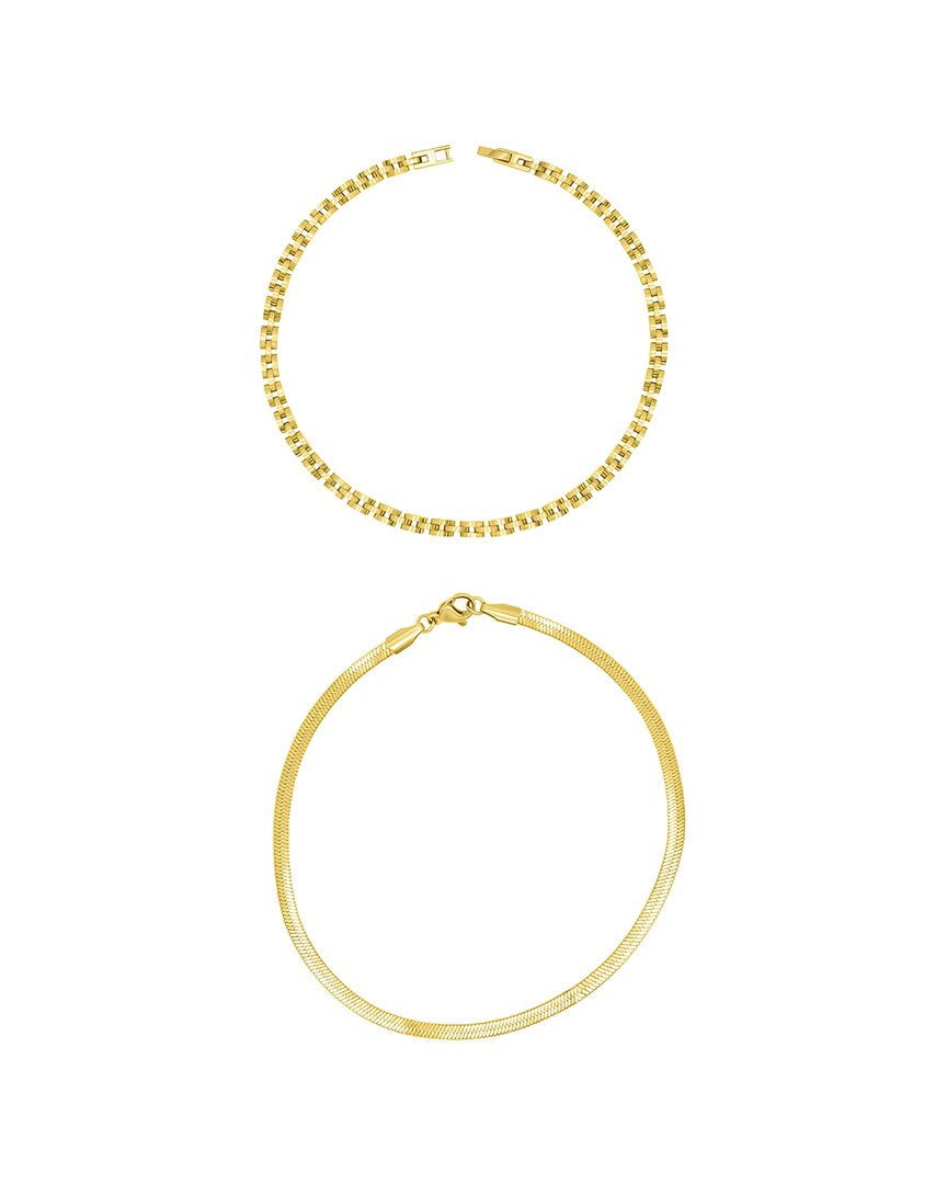 Adornia 14k Plated Anklet Set