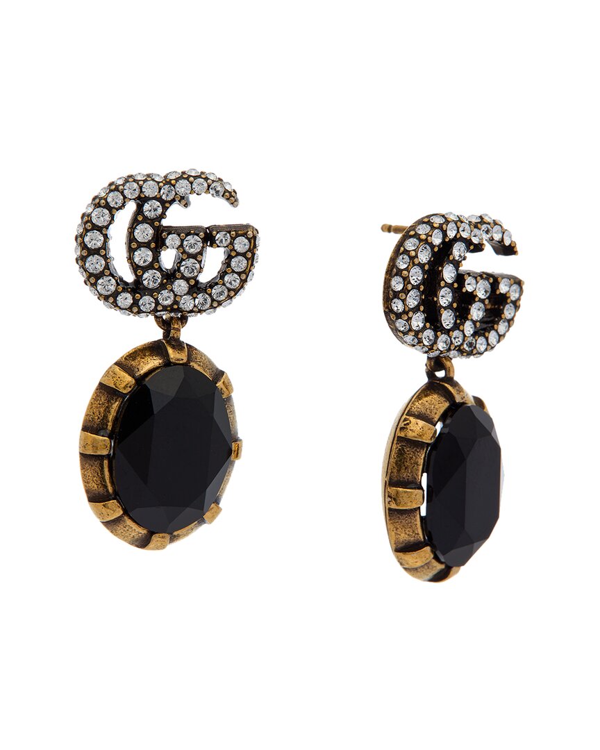 Gucci Double G Crystal Earrings In Black