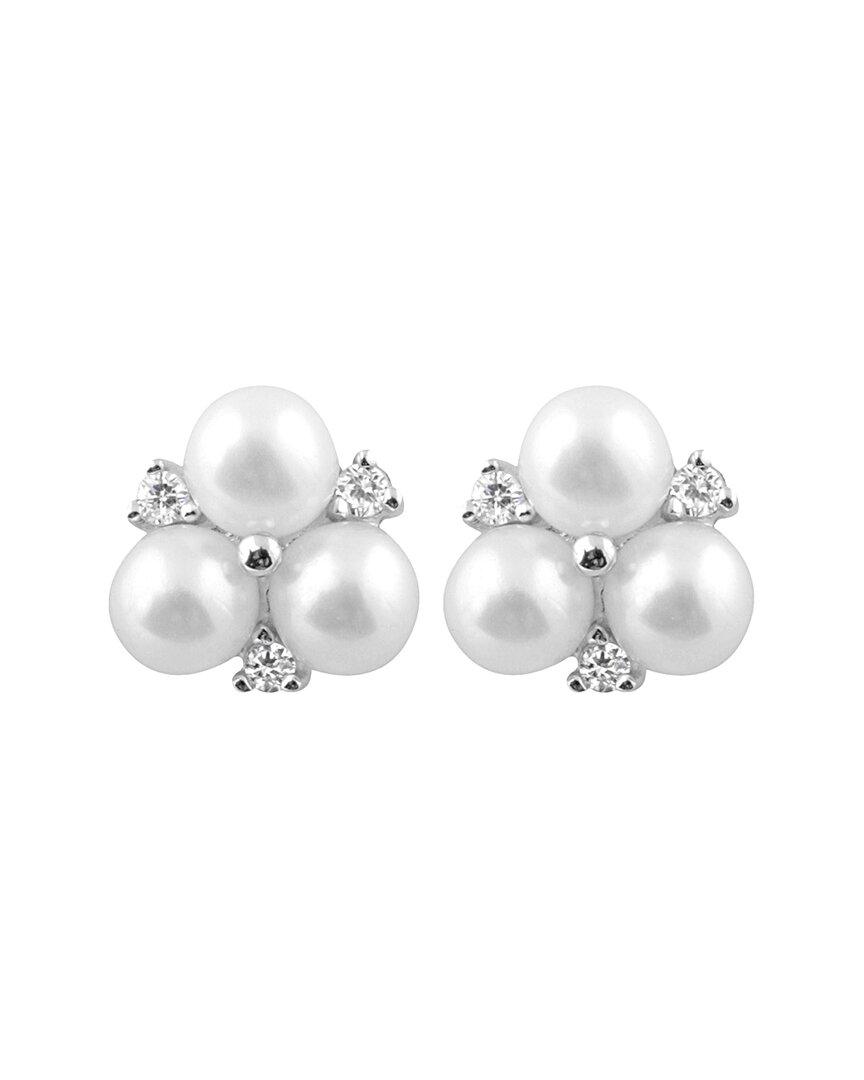 Splendid Pearls Rhodium Plated Silver 5-5.5mm Fres