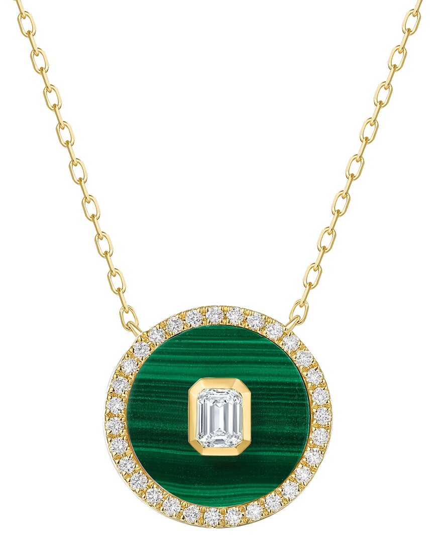 Sabrina Designs 14k Yg Diamond Medallion Necklace In Malachite
