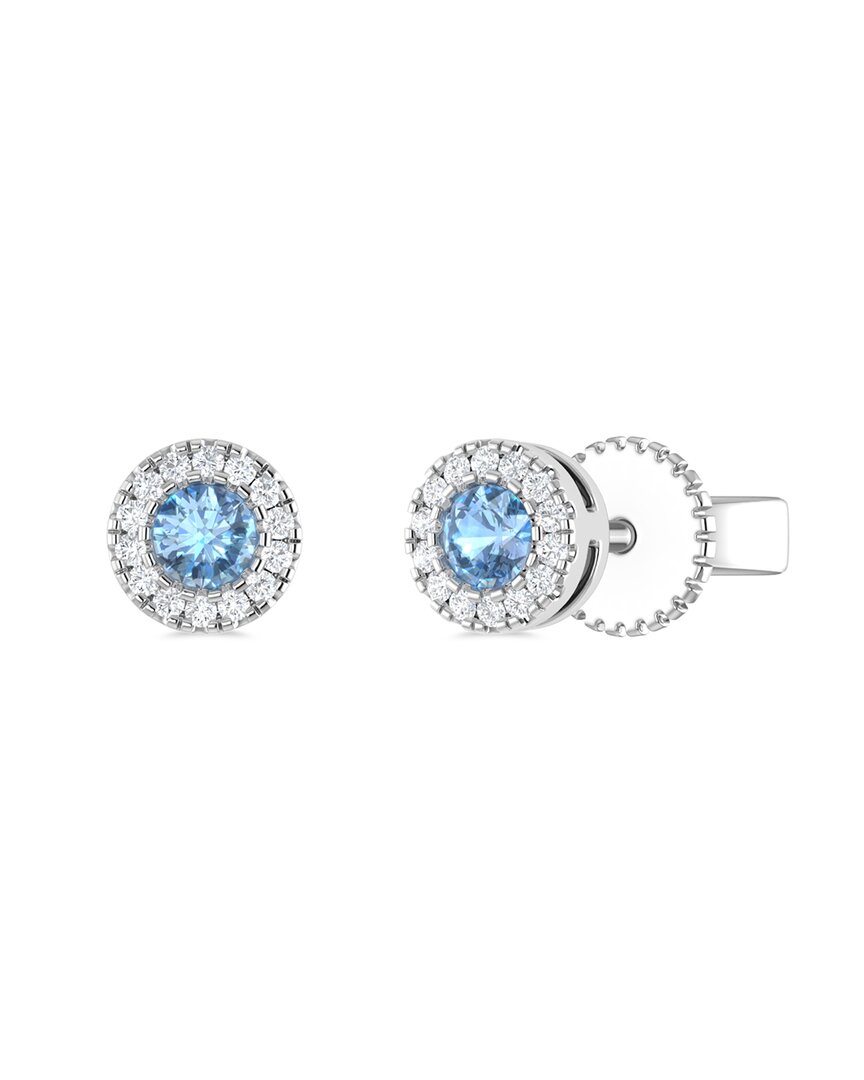 Sabrina Designs 14k 0.16 Ct. Tw. Diamond & Aquamarine Studs