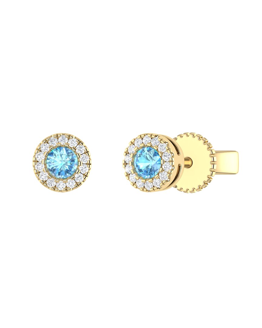 Sabrina Designs 14k 0.19 Ct. Tw. Diamond & Blue Topaz Studs
