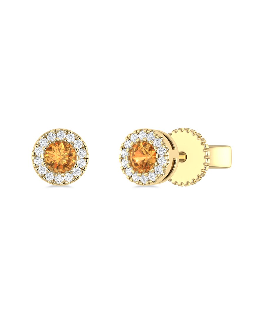 Sabrina Designs 14k 0.16 Ct. Tw. Diamond & Citrine Studs
