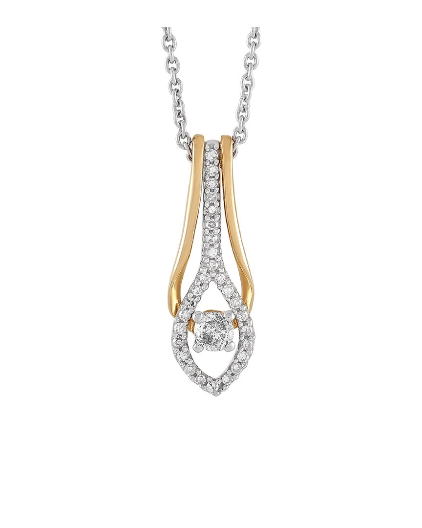 Diamond Select Cuts 10k Two-tone 0.25 Ct. Tw. Diamond Pendant Necklace