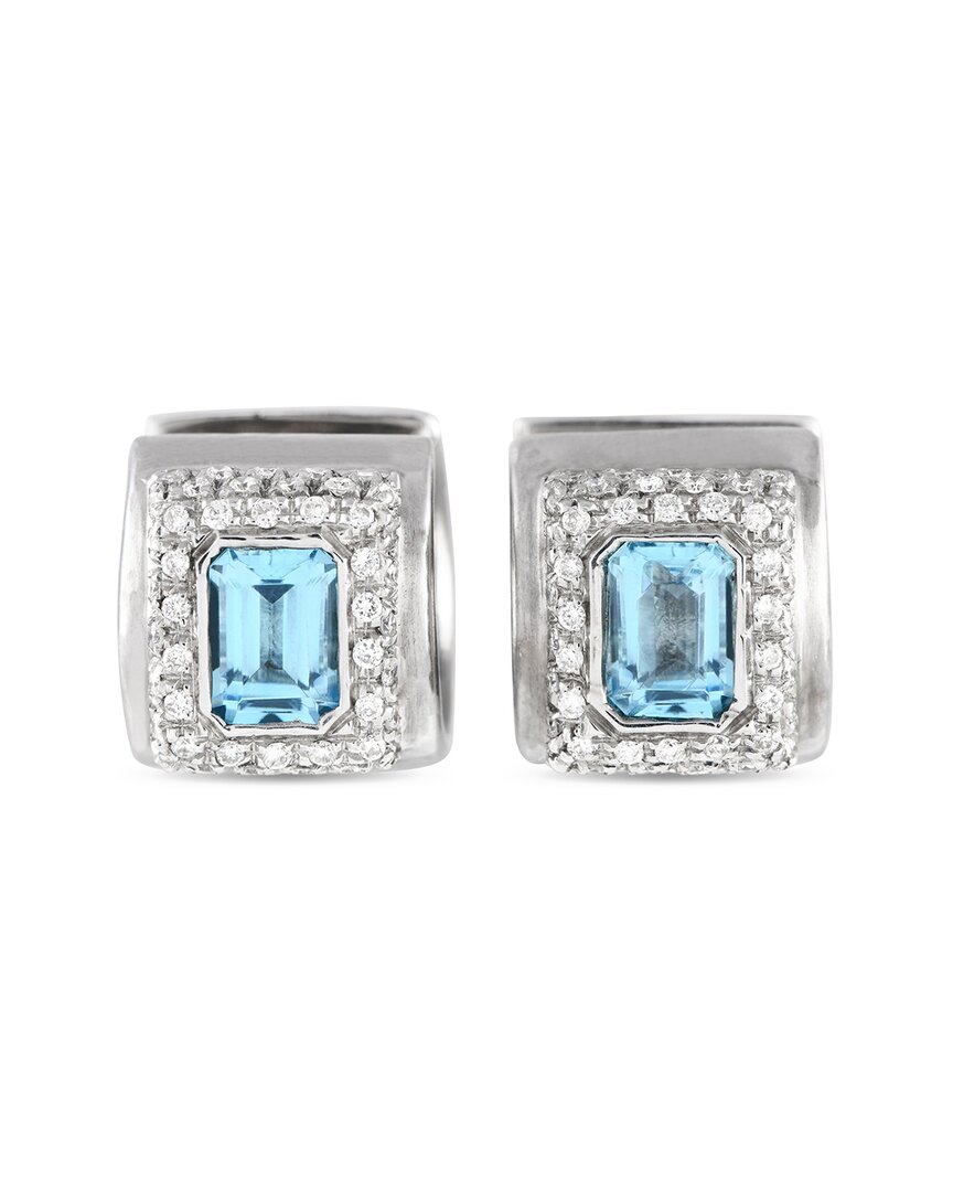 Roberto Coin 18k 0.85 Ct. Tw. Diamond & Sapphire Earrings (authentic Pre- Owned)