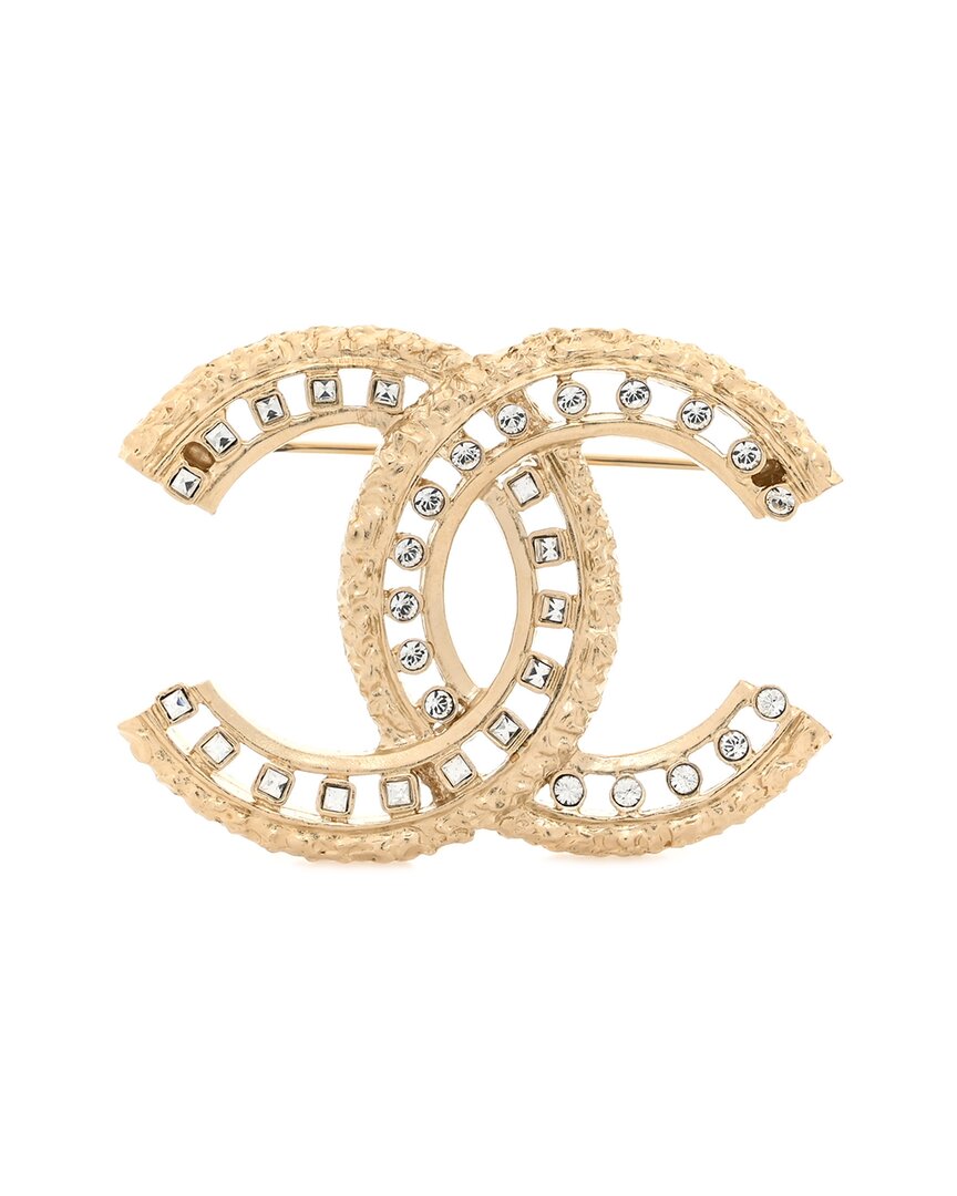 Pre-owned Chanel Crystal Cc Brooch (authentic Pre-loved)