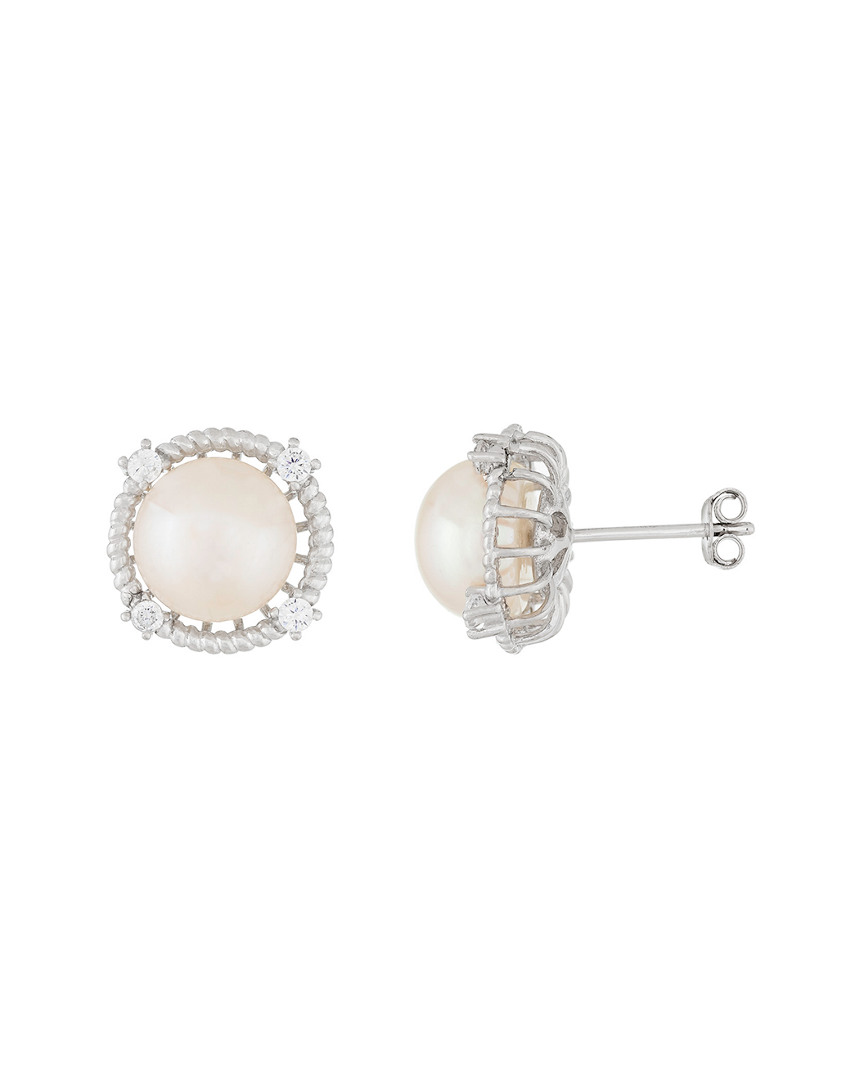 Splendid Pearls Silver 9-9.5mm Freshwater Pearl Studs