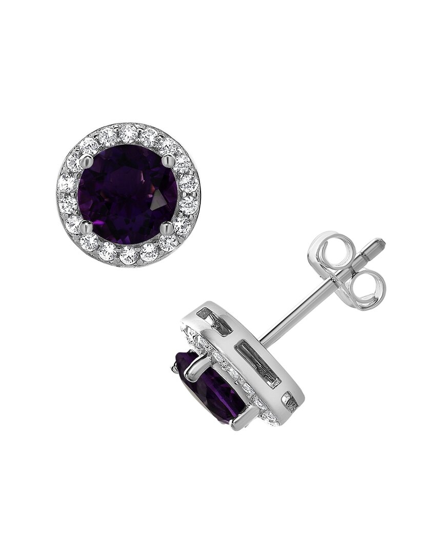 Lab Grown Gemstones Silver Lab-grown Diamond & Gemstone Studs