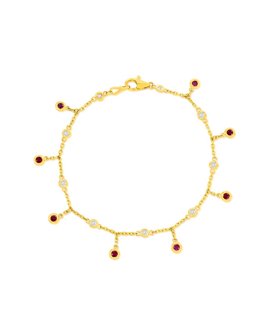 Jewels By Viomo 14k 0.99 Ct. Tw. Diamond & Ruby By The Yard Dangle Bracelet