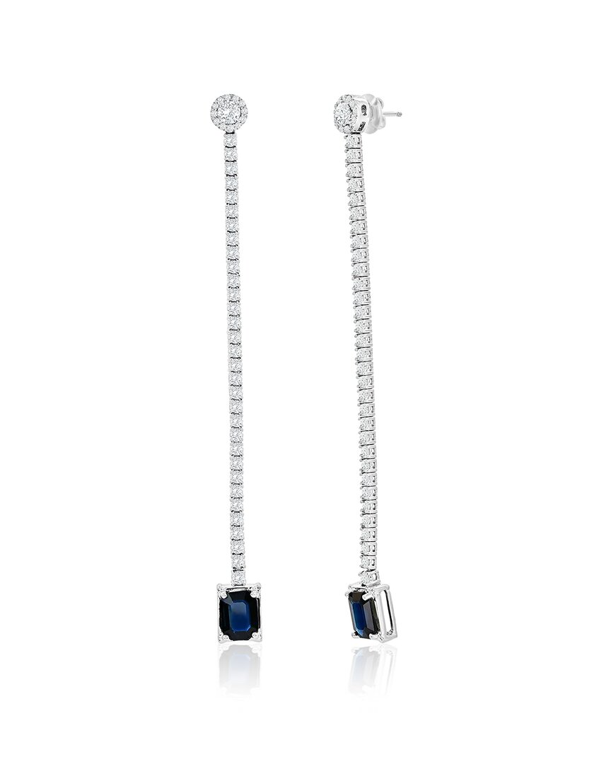 Jewels By Viomo 14k 8.82 Ct. Tw. Diamond & Sapphire Long Earrings