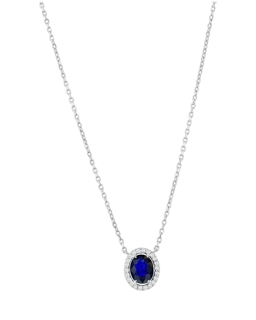 Jewels By Viomo 14k 2.28 Ct. Tw. Diamond & Sapphire North/south Pendant