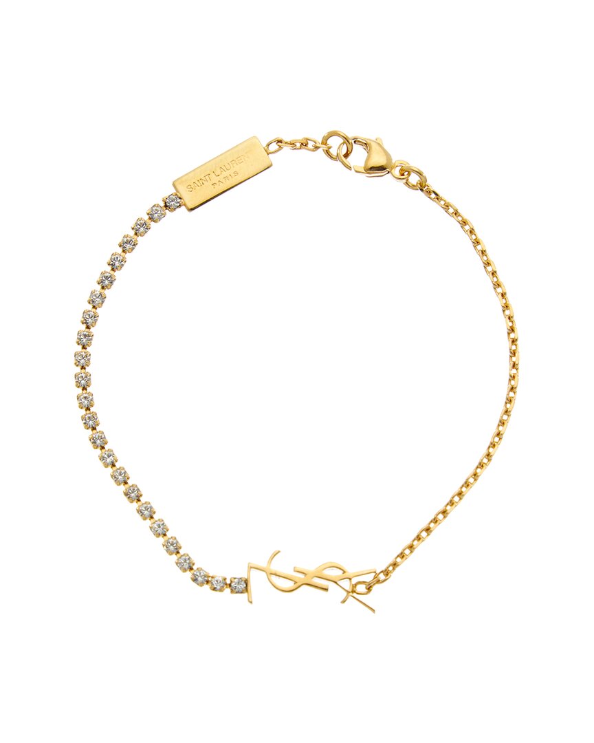 Shop Saint Laurent Cassandre Charm Bracelet In Gold