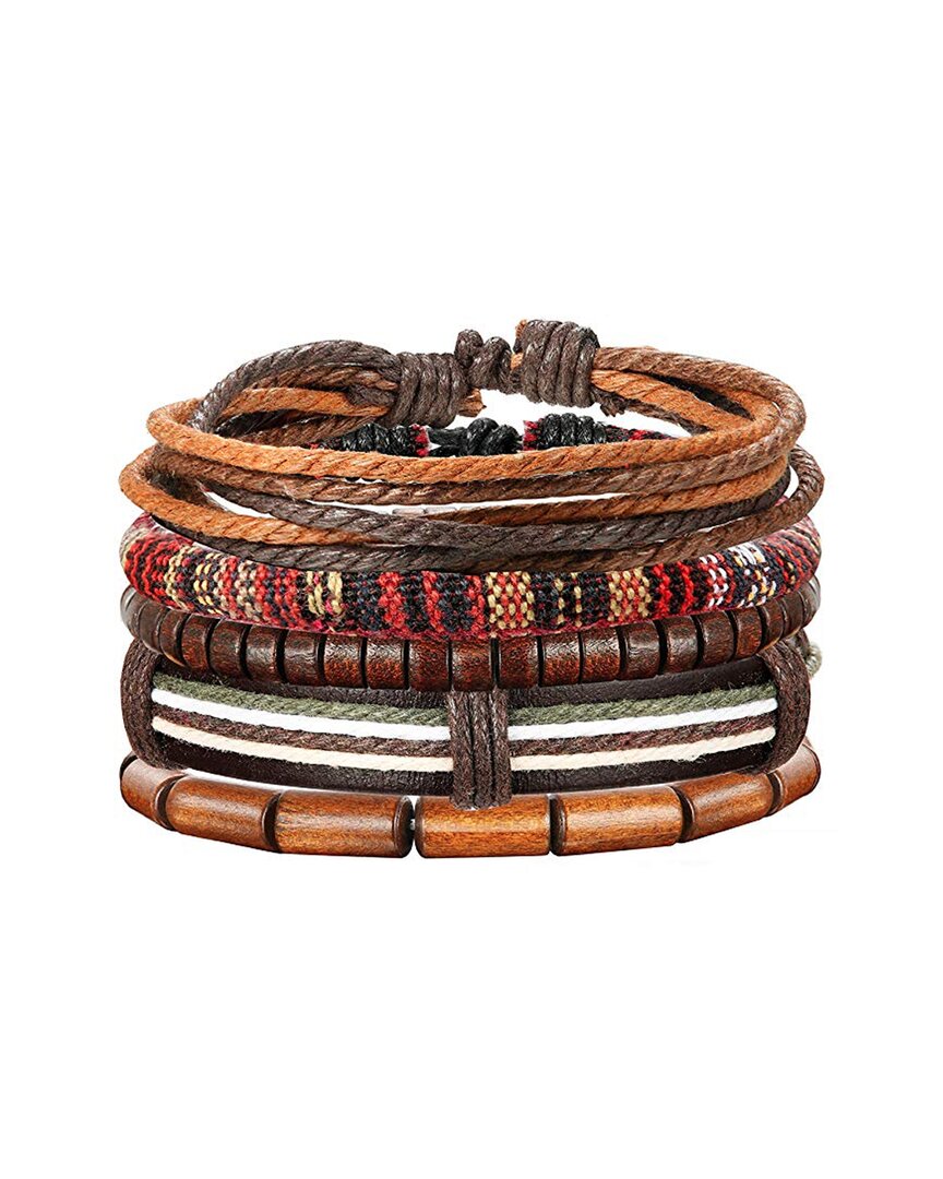 Stephen Oliver Multi Leather Woven Bracelet Set