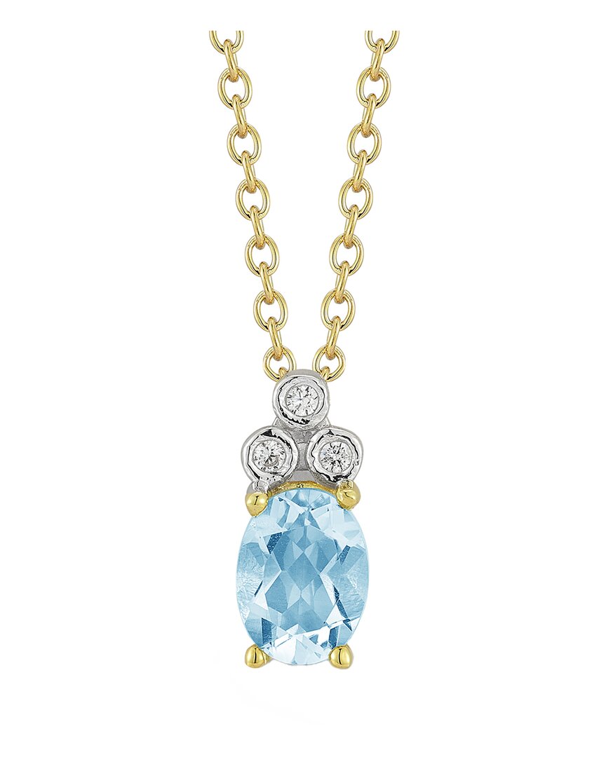 I. Reiss 14k 1.55 Ct. Tw. Diamond & Blue Topaz Necklace