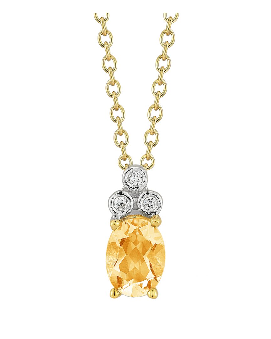 I. Reiss 14k 1.22 Ct. Tw. Diamond & Citrine Necklace