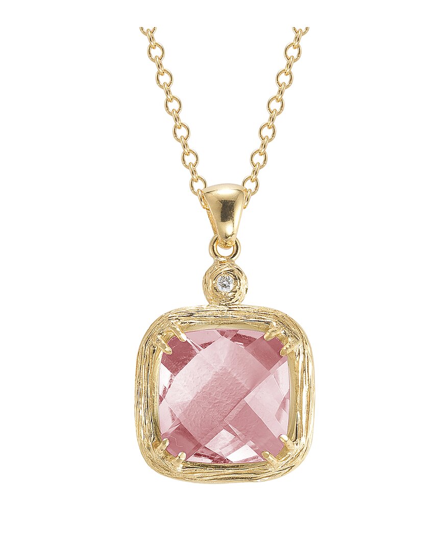 I. Reiss 14k 3.37 Ct. Tw. Diamond & Rose Quartz Necklace