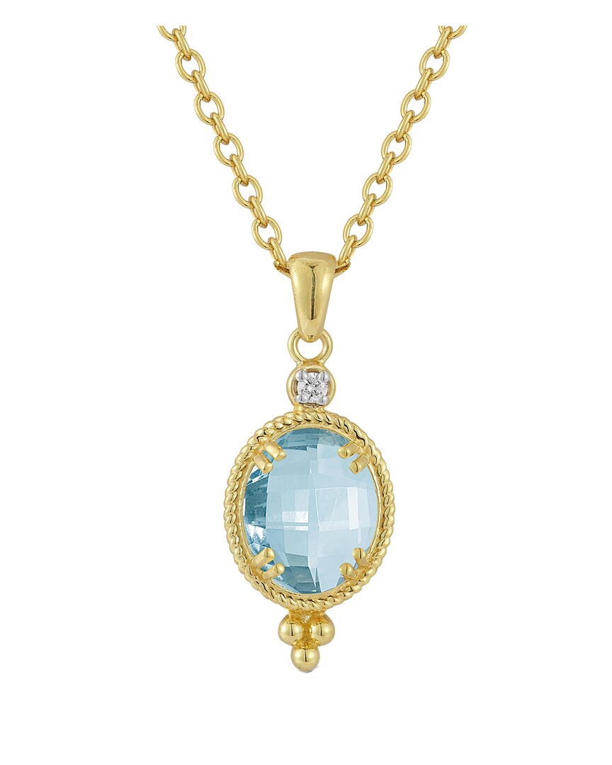 I. Reiss 14k 3.34 Ct. Tw. Diamond & Blue Topaz Necklace