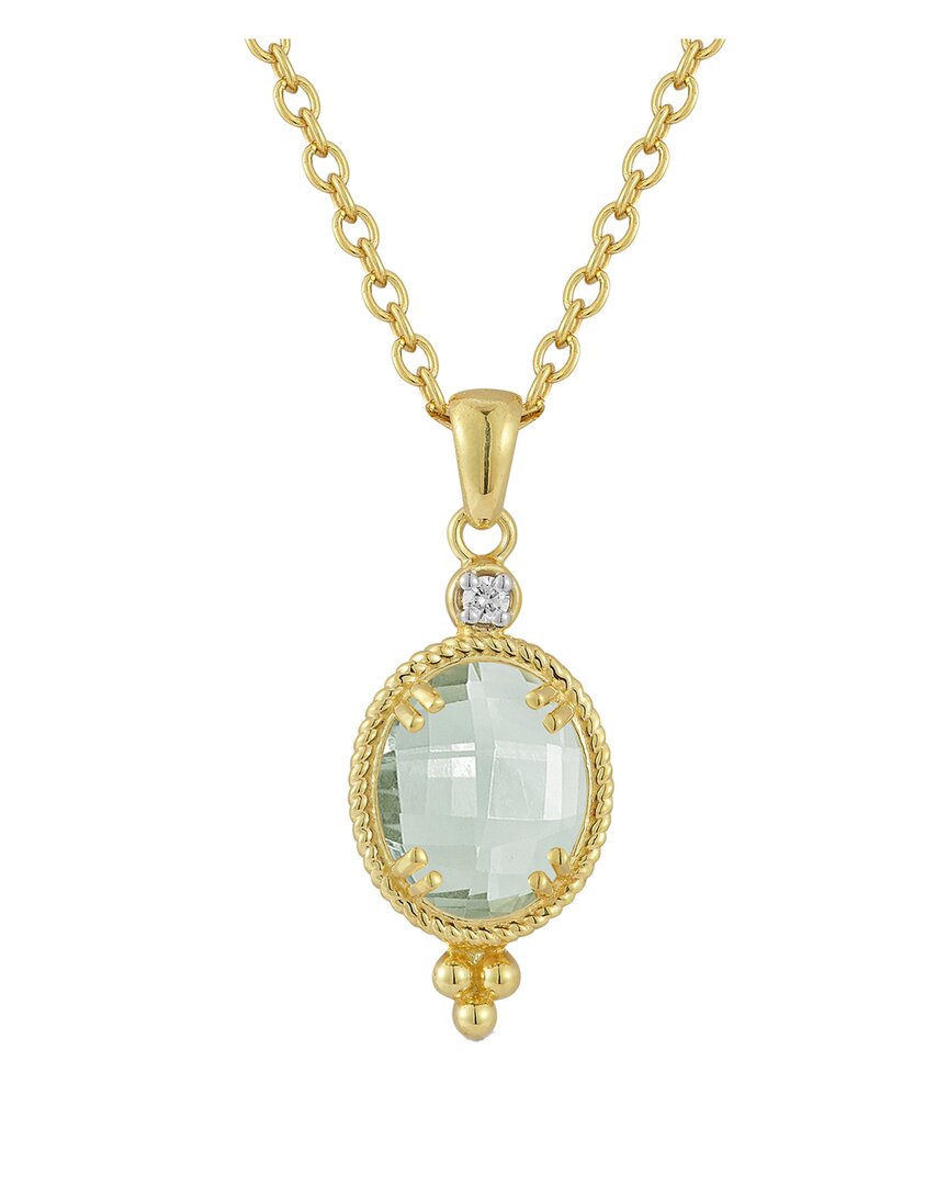 I. Reiss 14k 2.49 Ct. Tw. Diamond & Green Amethyst Necklace