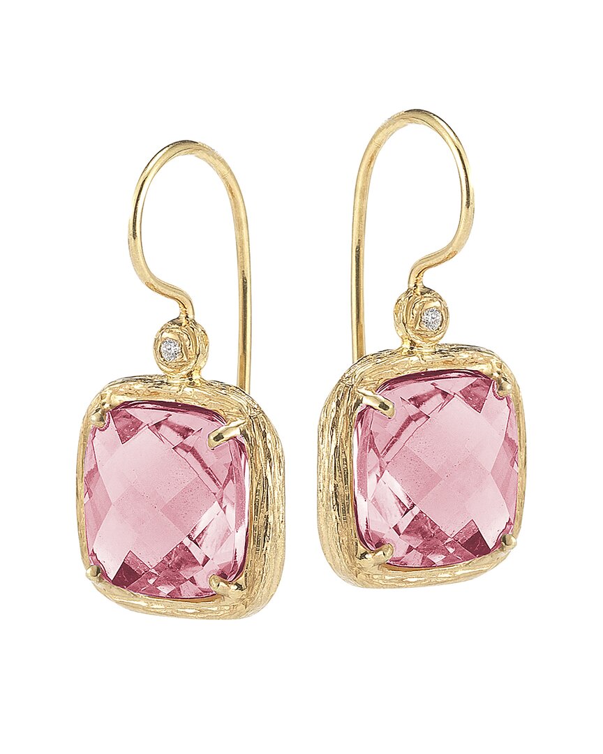 I. Reiss 14k 6.74 Ct. Tw. Diamond & Rose Quartz Earrings