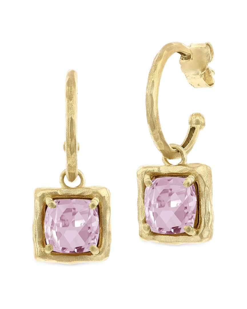 I. Reiss 14k 4.00 Ct. Tw. Diamond & Rose Quartz Charm Earrings