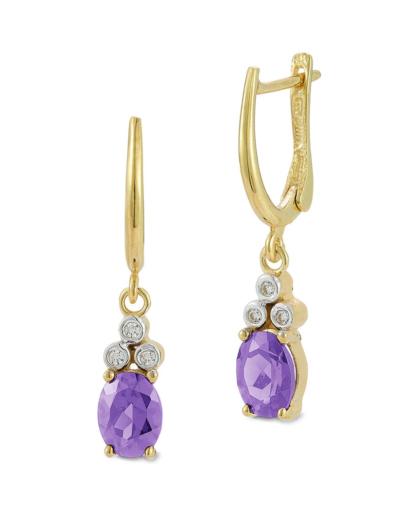 I. Reiss 14k 2.37 Ct. Tw. Diamond & Amethyst Dangle Earrings