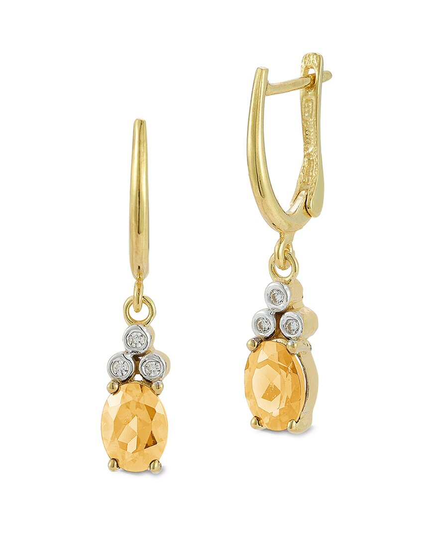 I. Reiss 14k 2.43 Ct. Tw. Diamond & Citrine Dangle Earrings