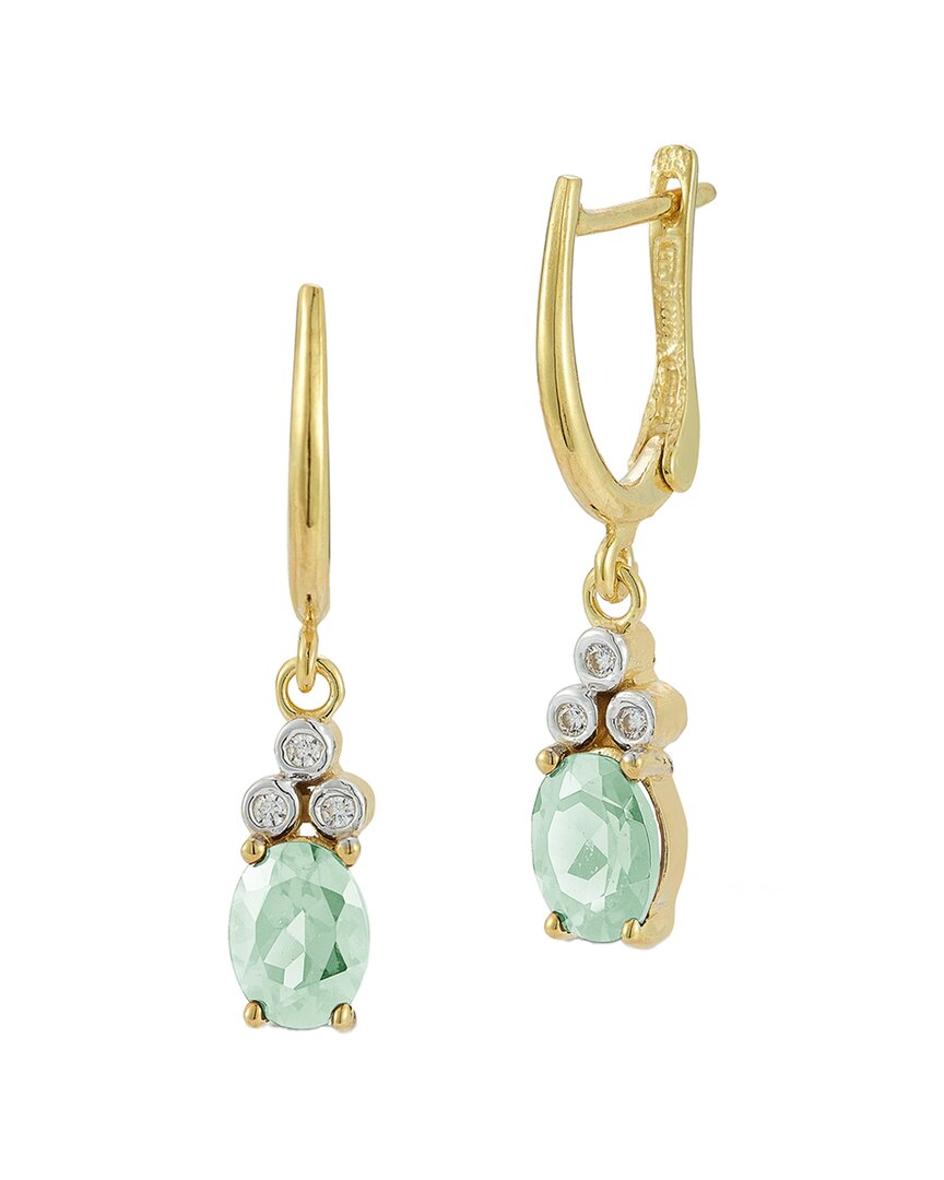 I. Reiss 14k 2.29 Ct. Tw. Diamond & Green Amethyst Dangle Earrings
