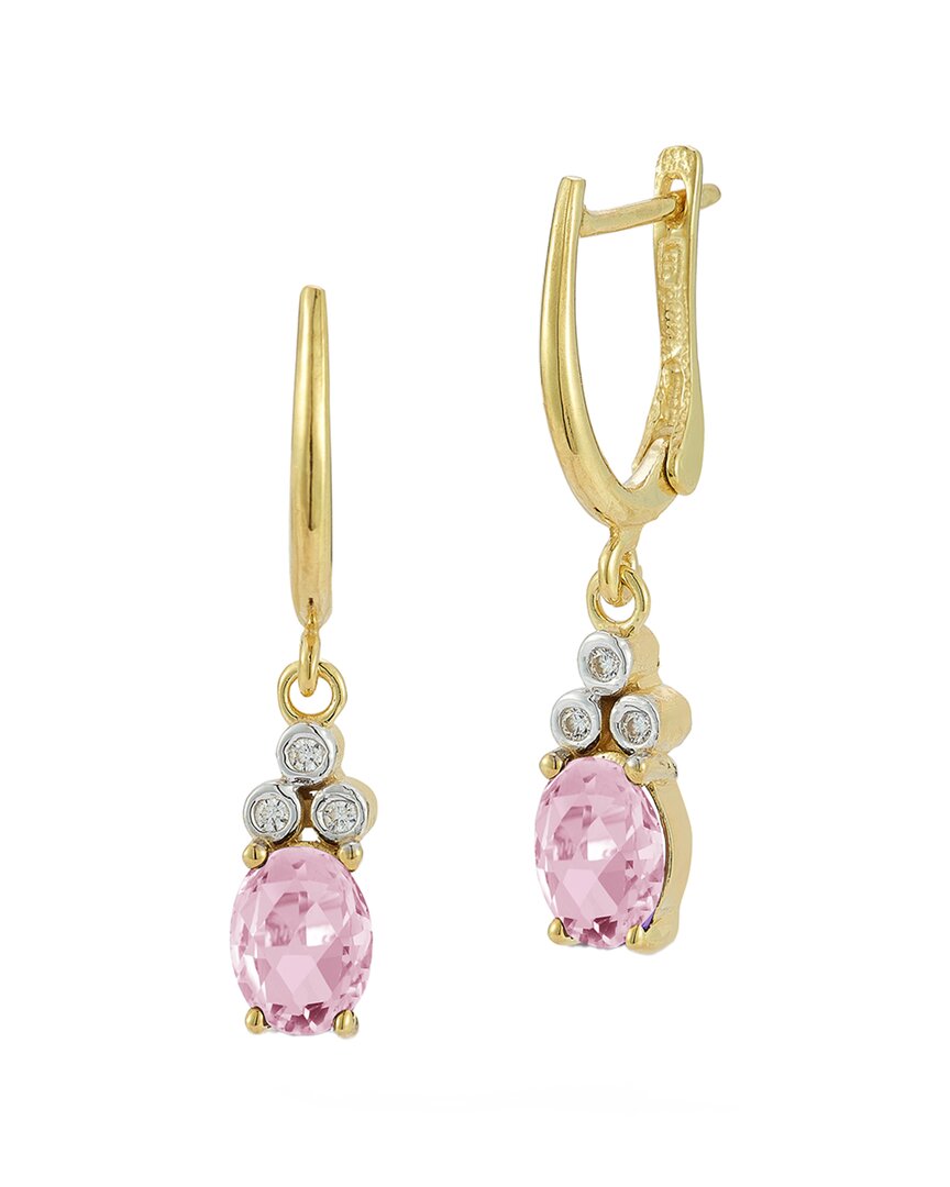 I. Reiss 14k 2.31 Ct. Tw. Diamond & Rose Quartz Dangle Earrings