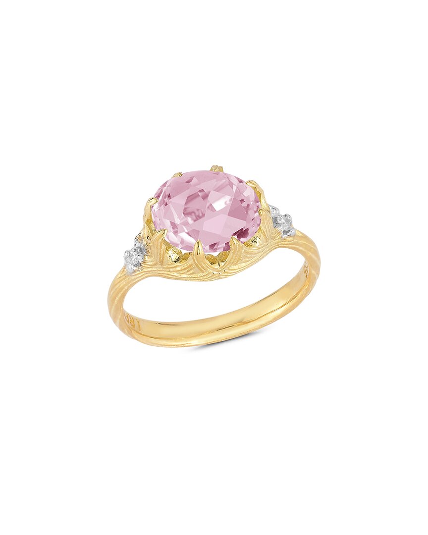 I. Reiss 14k 3.17 Ct. Tw. Diamond & Rose Quartz Cocktail Ring