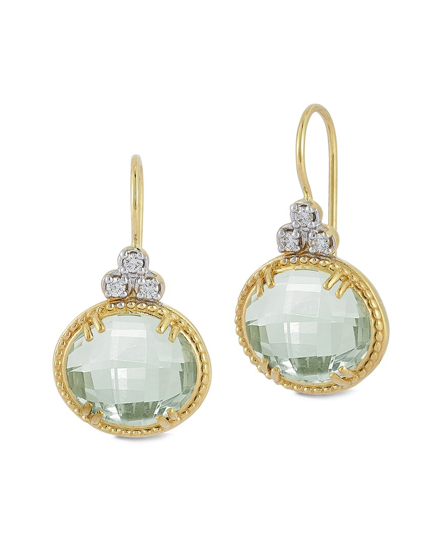 I. Reiss 14k 7.53 Ct. Tw. Diamond & Green Amethyst Earrings