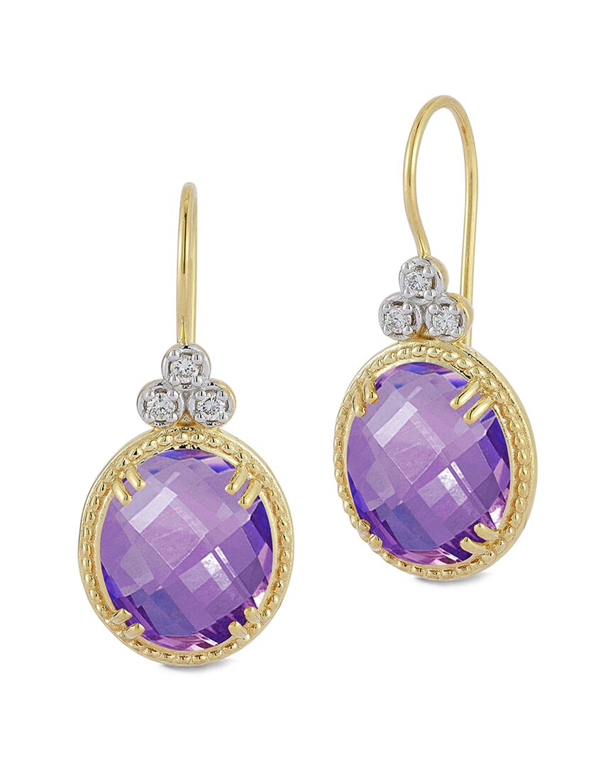 I. Reiss 14k 7.92 Ct. Tw. Diamond & Amethyst Drop Earrings