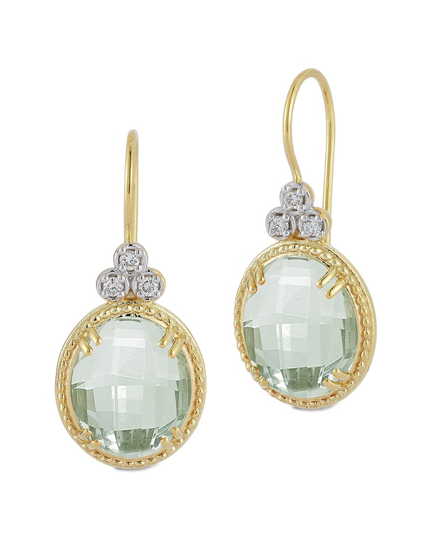 I. Reiss 14k 7.52 Ct. Tw. Diamond & Green Amethyst Drop Earrings