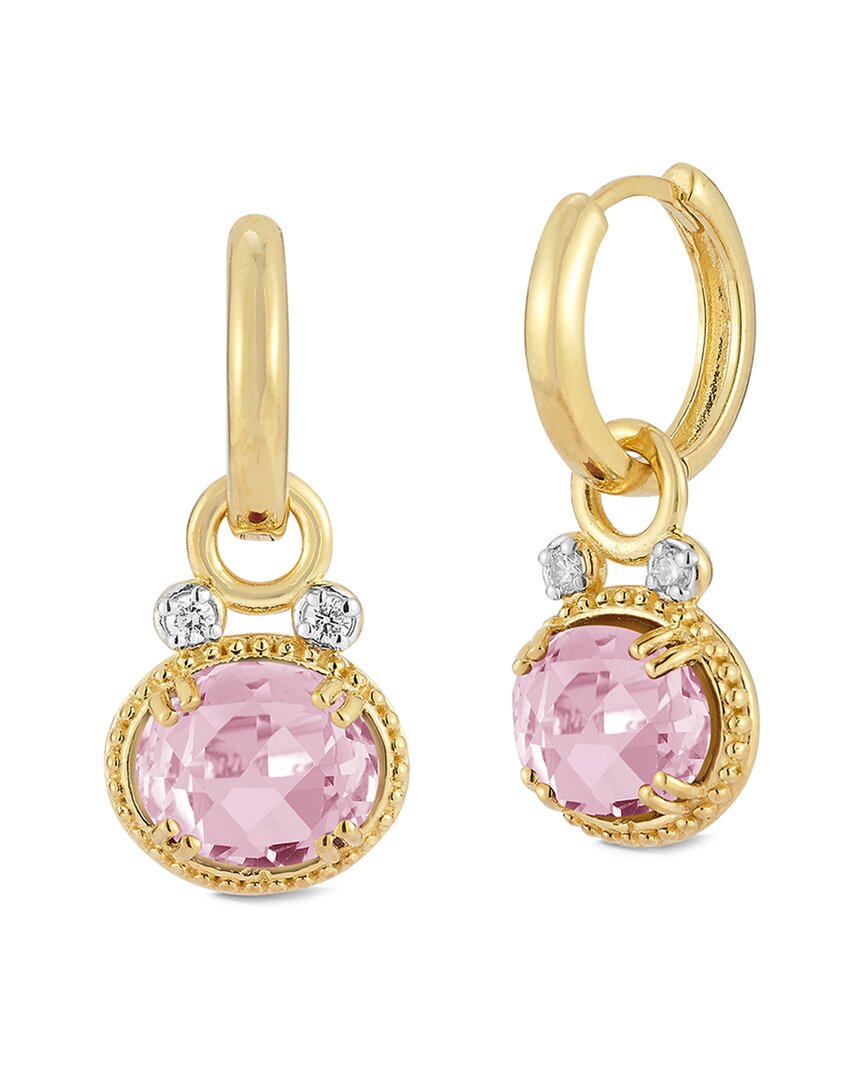 I. Reiss 14k 5.00 Ct. Tw. Diamond & Rose Quartz Earrings