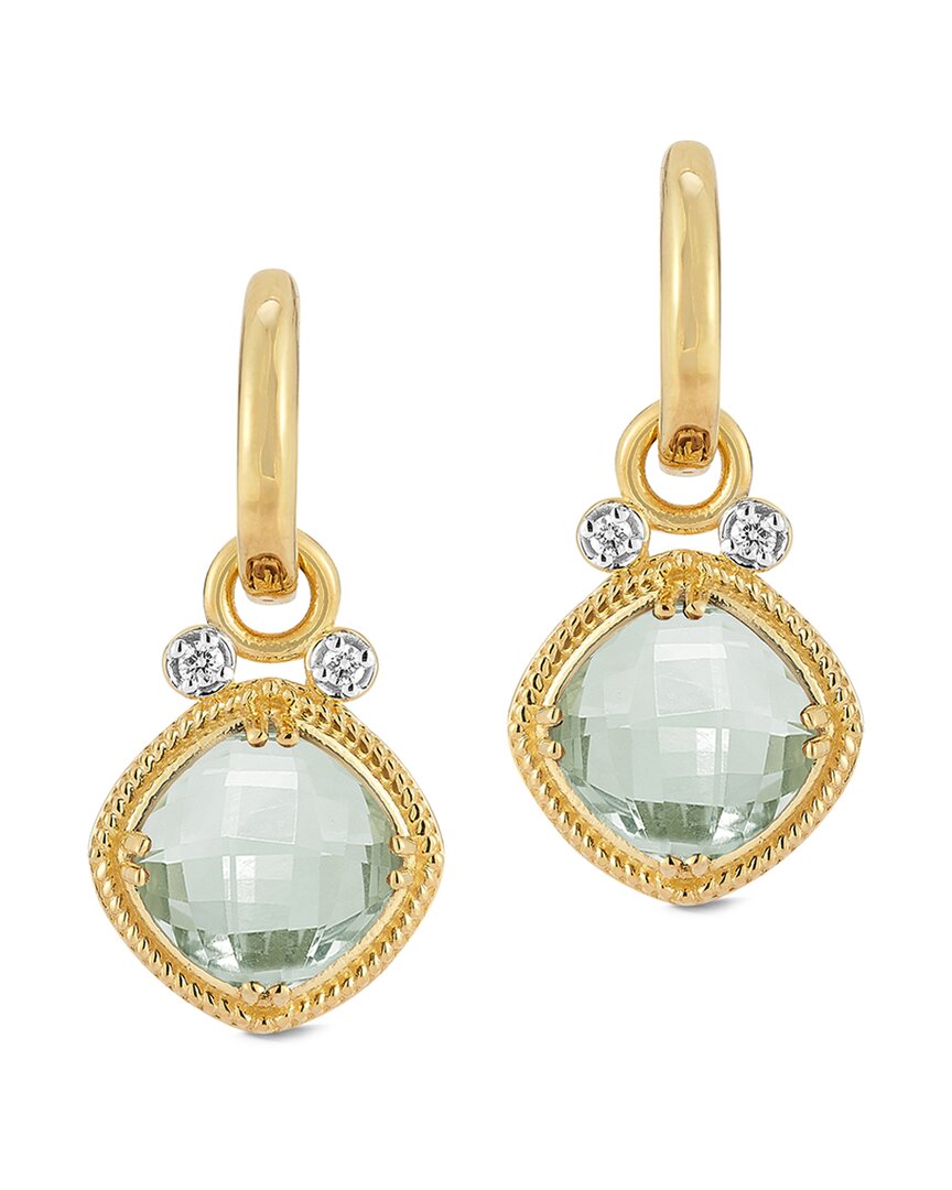 I. Reiss 14k 3.64 Ct. Tw. Diamond & Green Amethyst Earrings